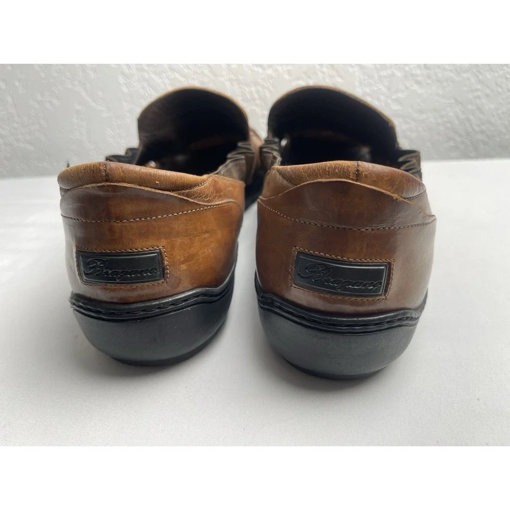 Bragano Italian Woven Brown Leather Slip-On Shoes Size 12M